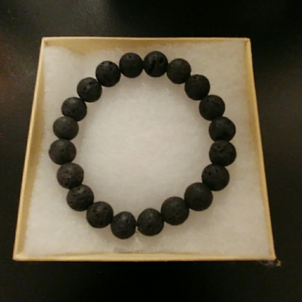 Midnight Black Lava Rock Stone Bracelet - Picture 3 of 8